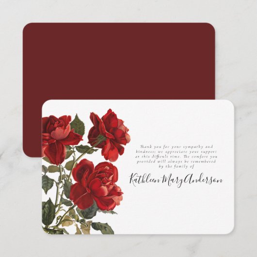  Rozen Herdenking van de begrafenis Bedankkaart (Voorkant / Achterkant)