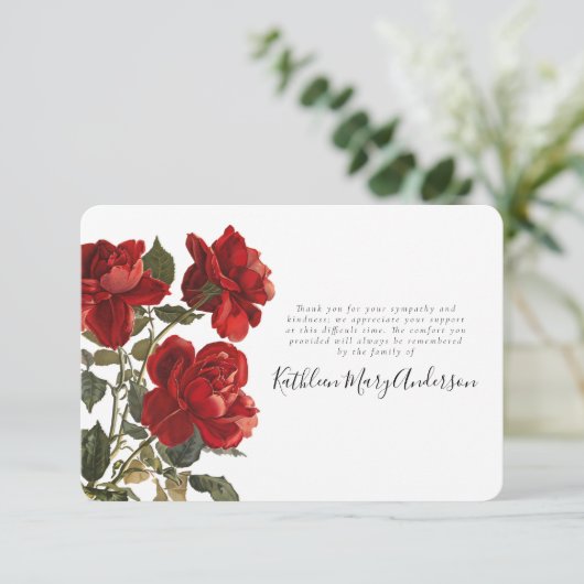  Rozen Herdenking van de begrafenis Bedankkaart (Staand voorkant)