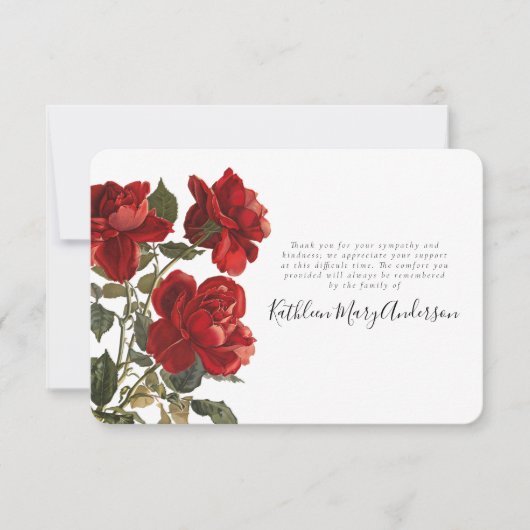  Rozen Herdenking van de begrafenis Bedankkaart (Voorkant)