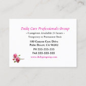 Rozen herinneren zich een mooie zorgverlener visitekaartje (Achterkant)