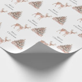 Rozen herten en kerstbomen cadeaupapier (Hoek)