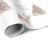 Rozen herten en kerstbomen cadeaupapier (Rol Hoek)