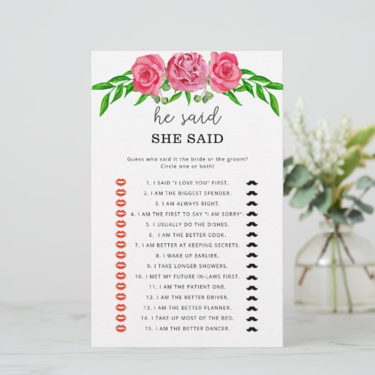 Rozen Hij zei dat ze vrijgezellenfeest spel zei (Staand voorkant)