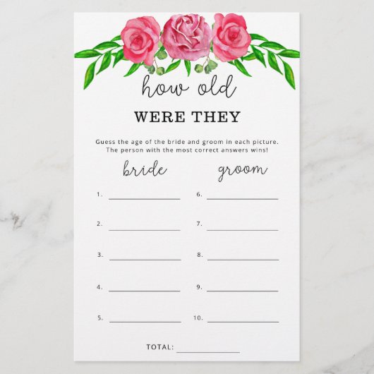 Rozen Hoe oud waren ze in het bruidsspel (Voorkant)