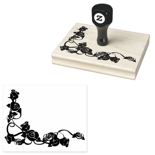 Rozen hoek rand 4 x 5 inch Rubber stempel (Gestempeld)
