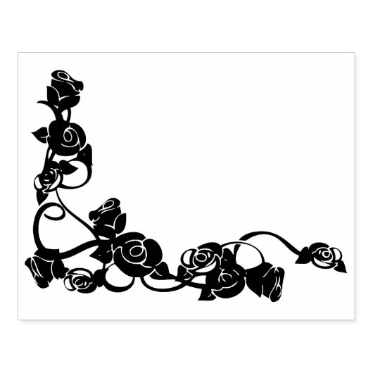 Rozen hoek rand 4 x 5 inch Rubber stempel (Afrduk)