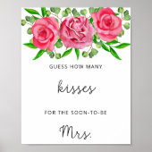 Rozen hoeveel kisses vrijgezellenfeest game poster (Voorkant)