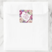 Rozen & Hortensia's Custom Text Valentijnsdag Vierkante Sticker (Tas)