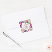 Rozen & Hortensia's Custom Text Valentijnsdag Vierkante Sticker (Envelop)