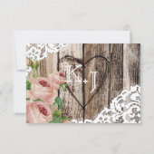 Rozen hout en kant rustieke RSVP-kaart RSVP Kaartje (Achterkant)
