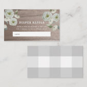 Rozen & Houten Baby shower Luier Raffele Ticket Informatiekaartje (Voorkant / Achterkant)