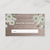 Rozen & Houten Baby shower Luier Raffele Ticket Informatiekaartje (Voorkant)