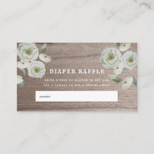 Rozen & Houten Baby shower Luier Raffele Ticket Informatiekaartje