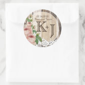 Rozen Houten Kant Rustiek Land Bruiloft Label (Tas)