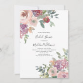 Rozen Hydrangea Bruids Douche Uitnodiging (Voorkant)