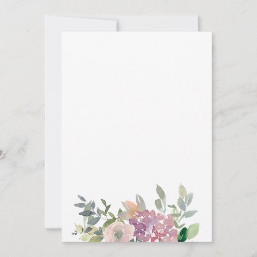 Rozen Hydrangea Bruids Douche Uitnodiging (Achterkant)