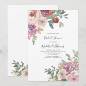 Rozen Hydrangea Bruids Douche Uitnodiging (Voorkant / Achterkant)