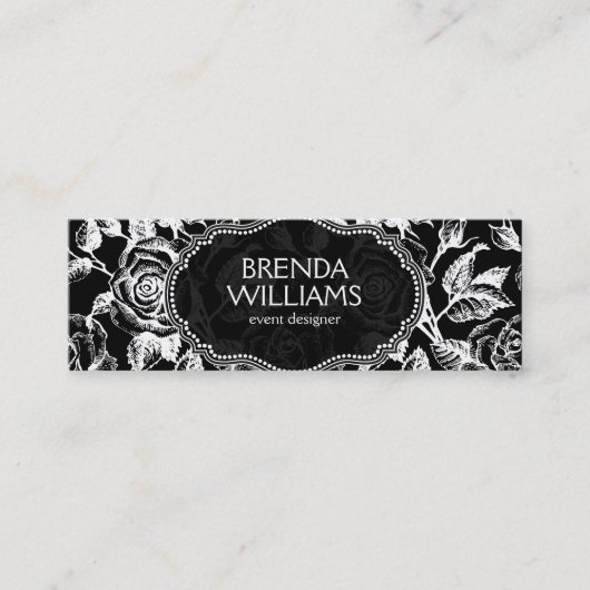 Rozen illustratie in zwart-wit Mini Visitekaartje (Voorkant)