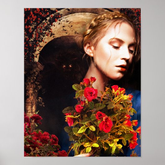 rozen in barnsteen poster (Voorkant)