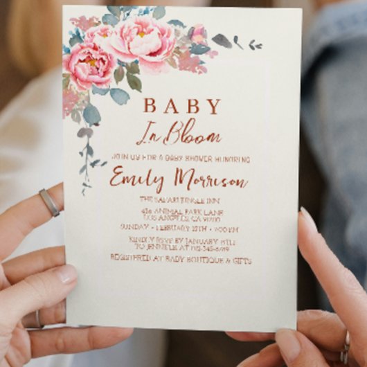 Rozen in bloei baby in bloei Komend Baby shower Kaart