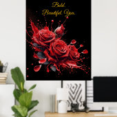 Rozen in bloei - Elegante verjaardag Poster (Thuiskantoor)