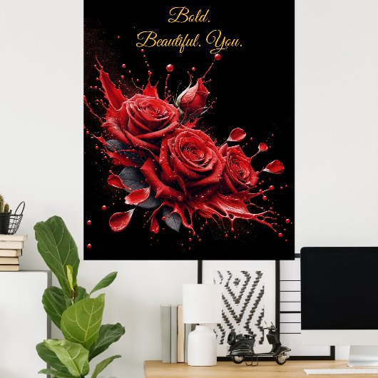 Rozen in bloei - Elegante verjaardag Poster (Thuiskantoor)