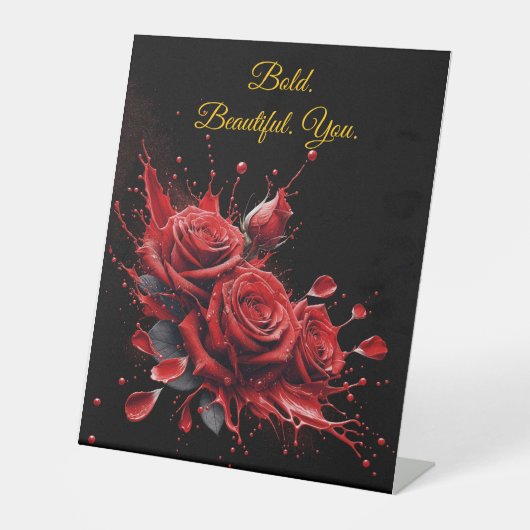 Rozen in bloei - Elegante verjaardag Reclamebord Met Voetstuk (Voorkant)