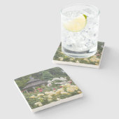 Rozen in bloei en Gazebo Roos Garden bij Stenen Onderzetter (Zijkant)