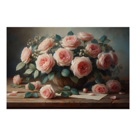 Rozen in Blush Pink Decoupage Perfect Poster (Voorkant)