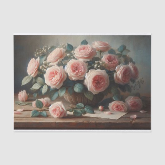 Rozen in Blush Pink Decoupage Tissuepapier (Voorkant)