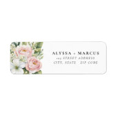 Rozen in Blush Roze Bloemen Paar Namen Etiket (Voorkant)