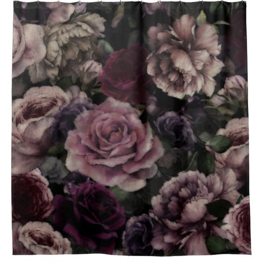 Rozen in Bourgogne en roze  botanisch Douchegordijn (Voorkant)