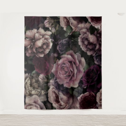 Rozen in Bourgogne en roze  botanisch Wandkleed (Voorkant)