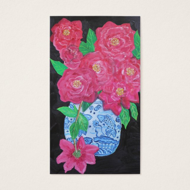 Rozen in Chinees Vaas Visitekaartje (Voorkant)