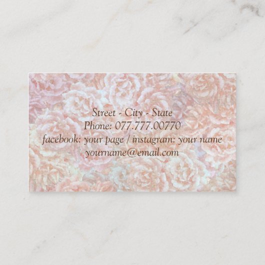  rozen in crème - Bloemen, op maat Visitekaartje (Achterkant)