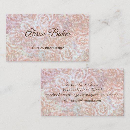  rozen in crème - Bloemen, op maat Visitekaartje (Voorkant / Achterkant)