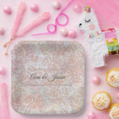  rozen in crème - Bloemig, gepersonaliseerd Papieren Bordje (Feest)