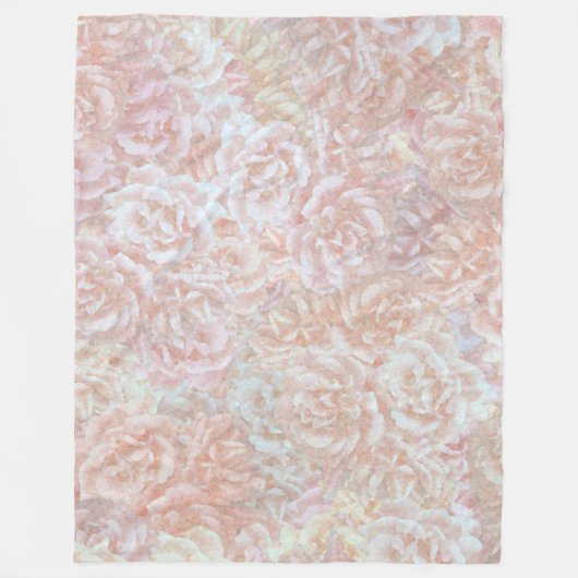  rozen in crème - bloemmotief fleece deken (Voorkant)