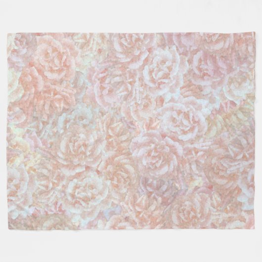  rozen in crème - bloemmotief fleece deken (Voorkant (Horizontaal))
