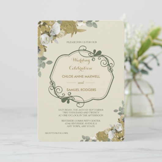 Rozen in de herfst van Gold en Silver Wedding Kaart (Staand voorkant)