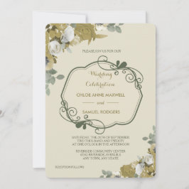 Rozen in de herfst van Gold en Silver Wedding Kaart