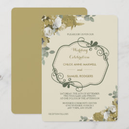 Rozen in de herfst van Gold en Silver Wedding Kaart