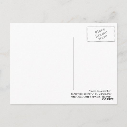 Rozen in december, briefkaart (Achterkant)