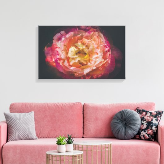 Rozen in een afbeelding met dubbele blootstelling canvas afdruk (Insitu (Woonkamer))