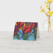 Rozen in een Blue Vase Notecard Kaart (Gele Bloem)