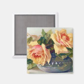 Rozen in een Bowl  Kunstmagneet Magneet (Voorkant / Achterkant)