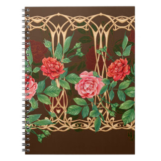  rozen in een decoratieve imitatie van een teenwil notitieboek