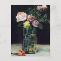 Rozen in een Glass Vase door Manet Briefkaart