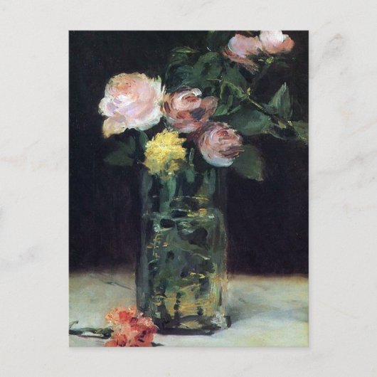 Rozen in een Glass Vase door Manet Briefkaart (Voorkant)