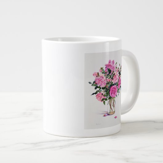 Rozen in een glazen pot grote koffiekop (Voorkant rechts)